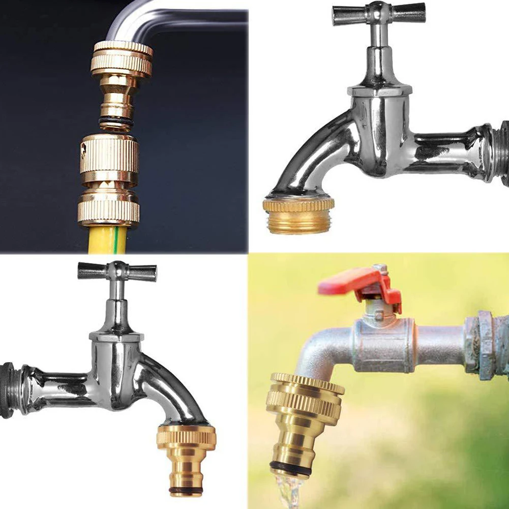

2PCS Hose Tap Connector Garden Brass Hose Pipe End Quick Fitting Snap-In Hose Butt Hose Adapter Garden Hose Coupling Systems
