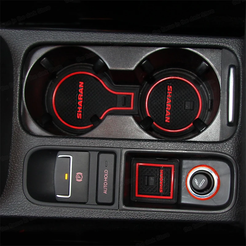

auto latex car door slot mat For volkswagen vw sharan 2011 2012 2013 2014 2015 2016 2017 2018 2019 mk2 accessories cup armrest