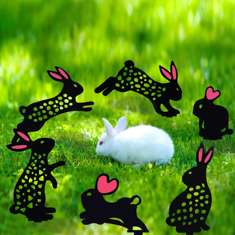 

6Pcs Rabbit Yard Decoration Lawn Pile Garden Acrylic Rabbit Art Gardening Gift Yard Decoration Art Creative