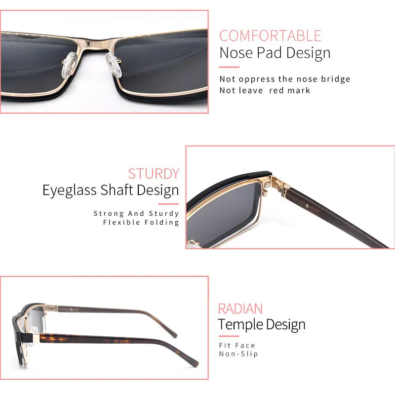 

LUCIDIE 2021 Vintage Brand Magnetic Clip Sunglasses Men Square Sun Glasses Shades for Male Sunglass Retro Metal Driving Eyewear