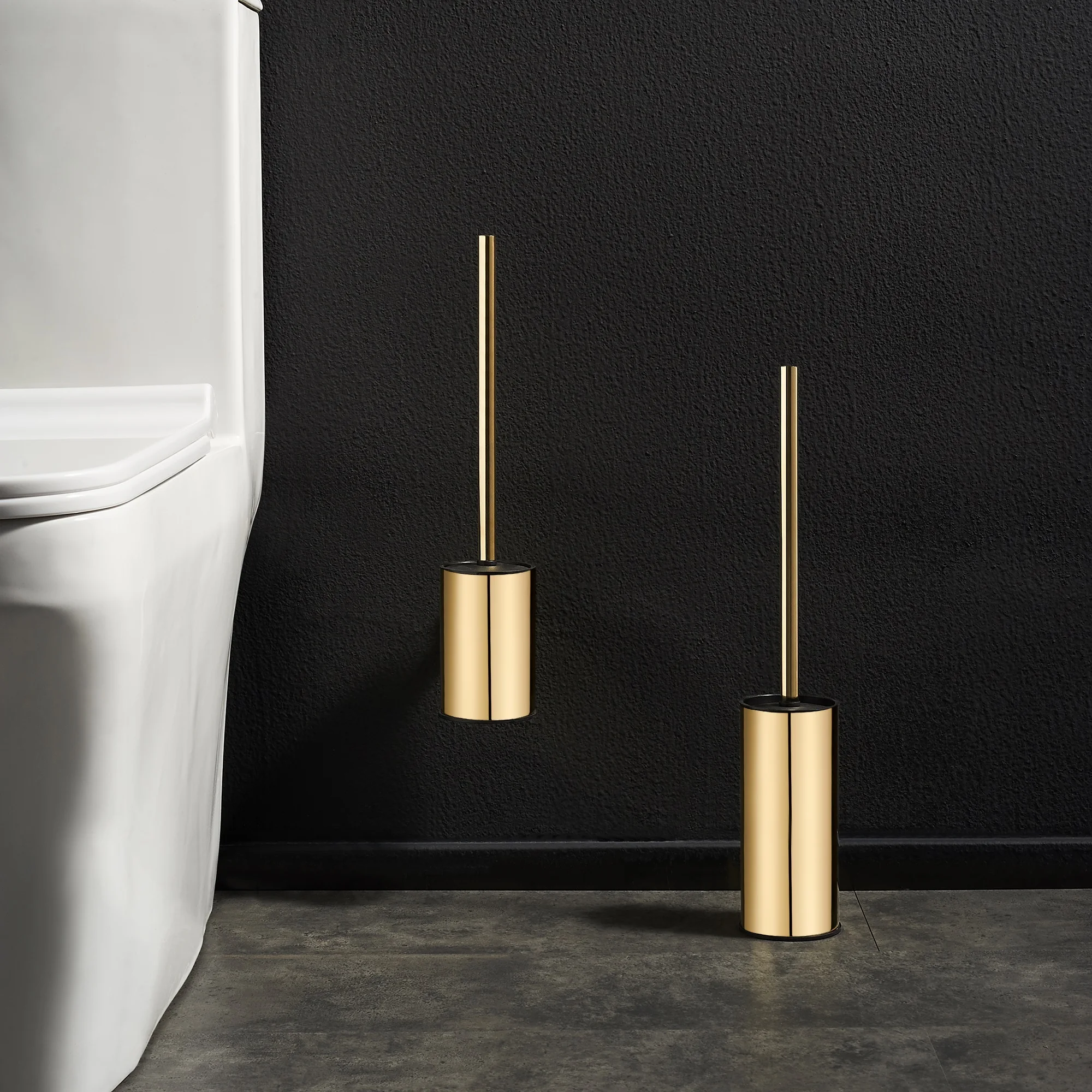 

Black Toilet Brush Stainless Steel freestanding Bowl wc brush Bathroom Cleaning Tool Holder With Base Toilet Brush Holder