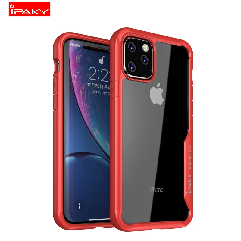 Чехол для iphone 11 IPAKY противоударный чехол Роскошный прозрачный силикон ТПЭ+ Чехлы для телефона для apple iphone 11 pro максимальный чехол - Цвет: Red