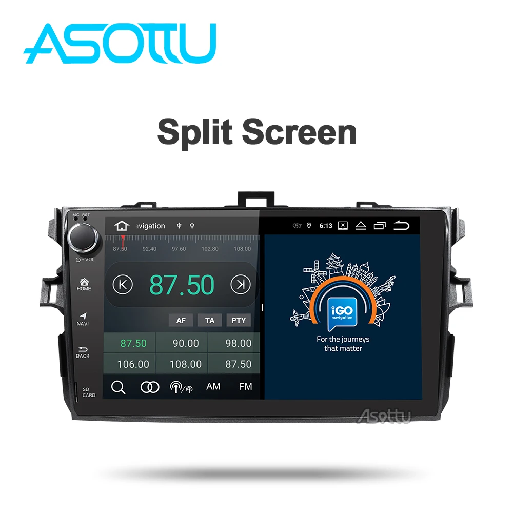 Asottu CLKLL9060 android 9 0 PX6 автомобильный dvd gps навигация для Toyota corolla 2007 2008 2009 2010 2011