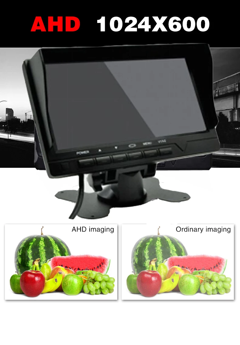 Full HD Mini 1024*600 7 дюймов CCTV Домашняя безопасность 1080P AHD 2-split экран ips монитор DVR Автомобильная камера видеонаблюдения ips регистратор с дисплеем