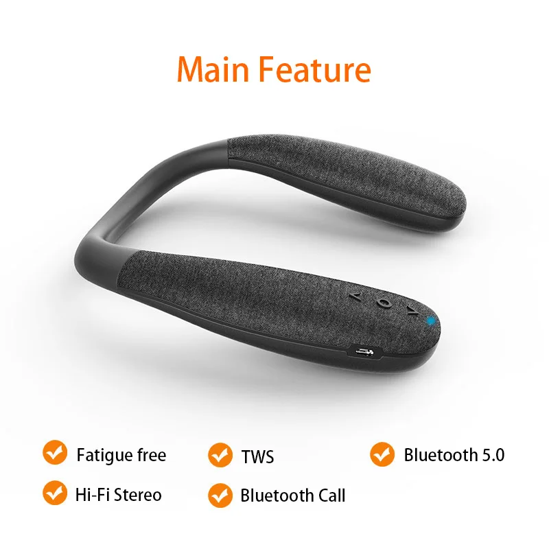 

Portable Bluetooth Speaker Wearable Wireless Speakers Neck Bass Subwoofer Boombox Hifi Stereo Loudspeaker Music Player