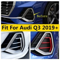 car front fog light lamp frame decoration cover trim for audi q3 2019 2022 abs chrome red accessories exterior kit
