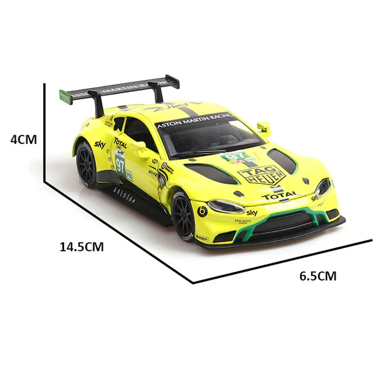 1:32 литого металла игрушечной модели AstonMartinVantage GTE Ле-Ман звук и светильник