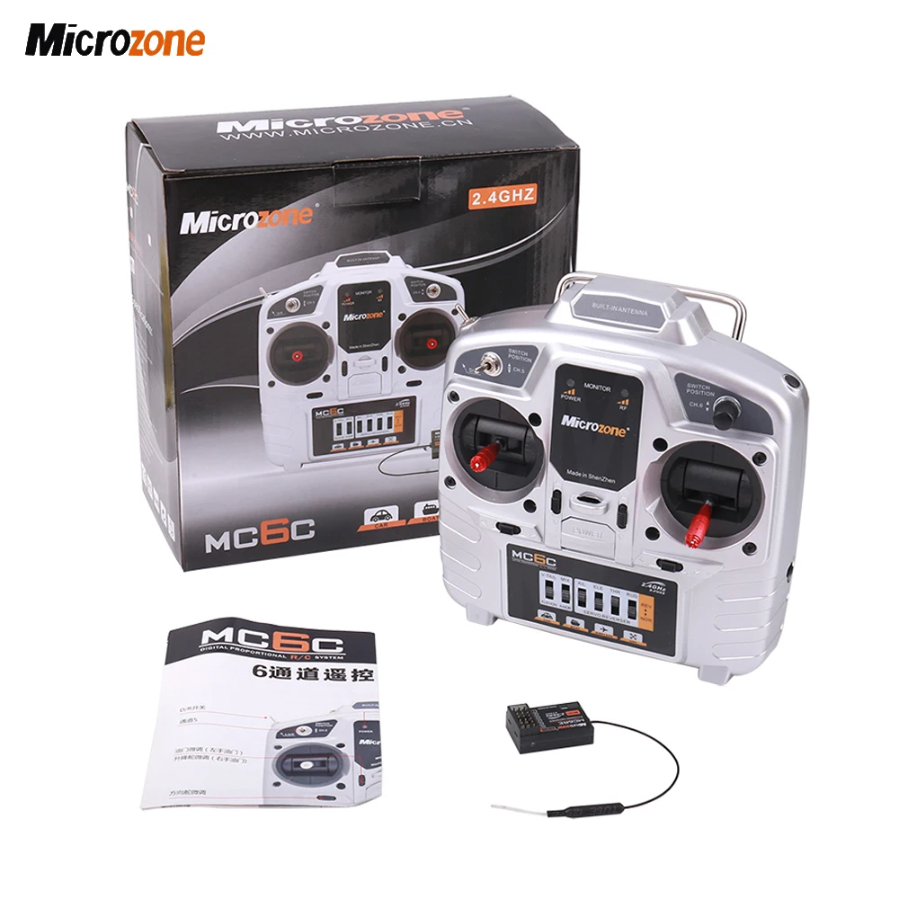 MicroZone-transmisor de control remoto MC6C, 2,4G, 6 canales, S-FHSS, FSK, sistema de Radio y receptor de se&ntilde;al SBUS para Airplan de ala fija-5