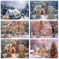 diy diamond painting christmas snow house landscape pictures diamond embroidery winter scenery mosaic wall decor christmas gift