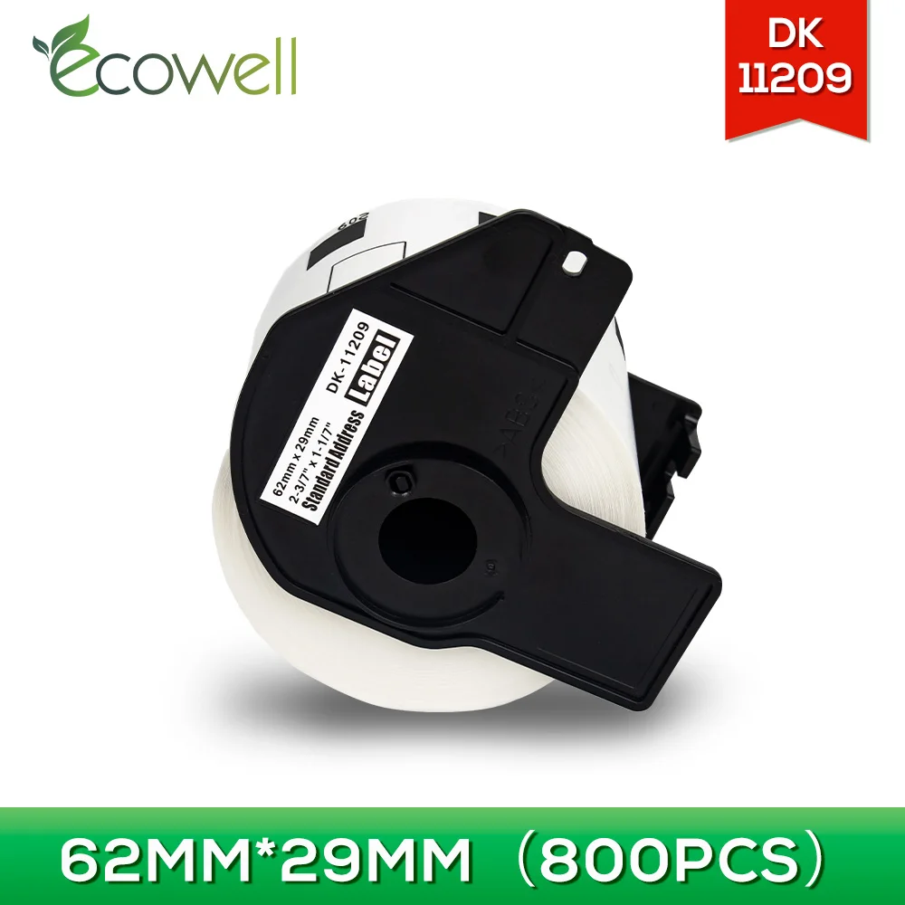 Ecowell 62 мм * 29 термоэтикетки совместимы для Brother DK 11209 DK11209 белая бумага совместима