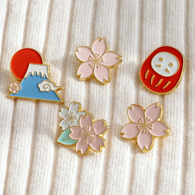 

1PC Japanese Style Cartoon Badge Cherry Blossom Icon Metal Brooch Decoration on Clothes Backpack for Kids DIY Accessories