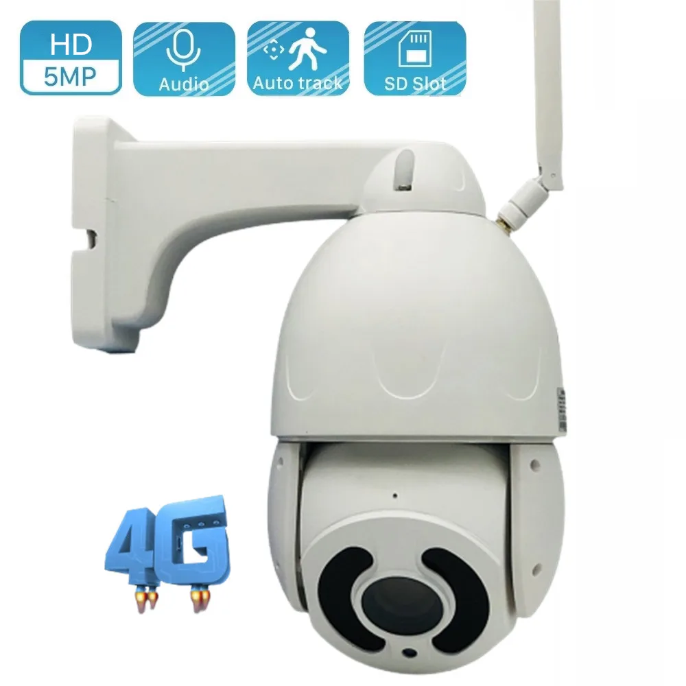 

4G SIM Card Outdoor IP Camera 5MP HD AI Auto Tracking 20X Optical Zoom PTZ Speed Dome CCTV Camera P2P Two Way Audio IR 80m Camhi