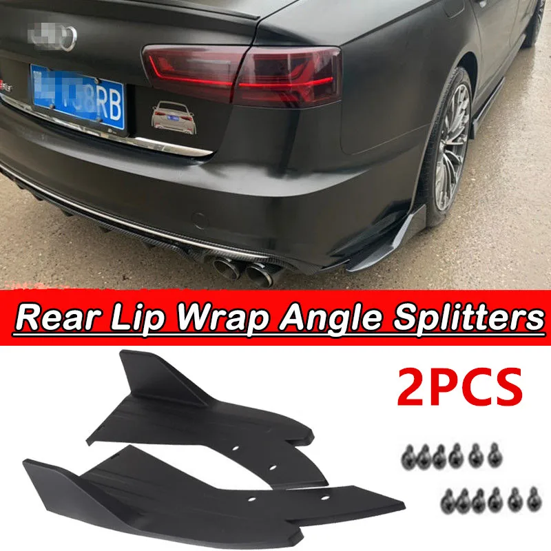 

2pcs Carbon Fiber Bright BK Car Bumper Spoiler Rear Lip Angle Splitter Diffuser Winglet Anti-crash modified Car Body Side Skirt