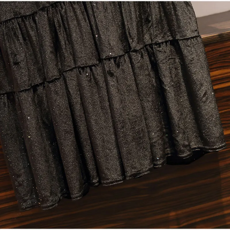 Сексуальное бархатное платье с блестками размера плюс v-образным вырезом длинным