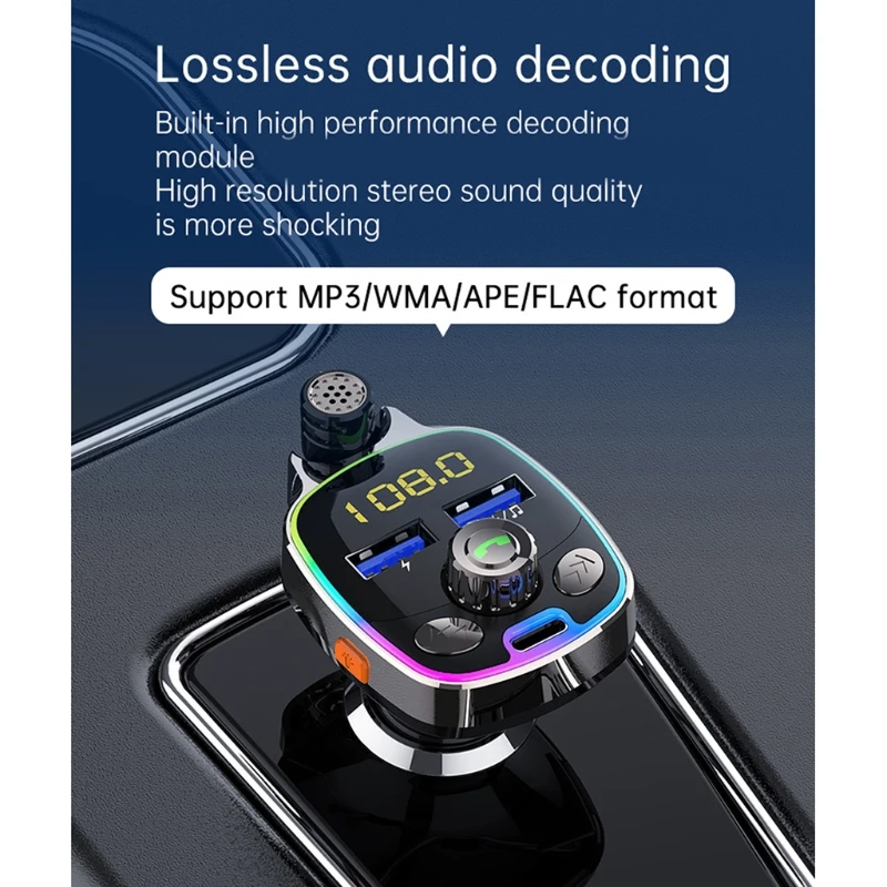 

P82B Bluetooth-совместимая Версия 5,0 FM-трансмиттер Автомобильный плеер комплект карта автомобильное зарядное устройство быстрое двойной USB вольт...