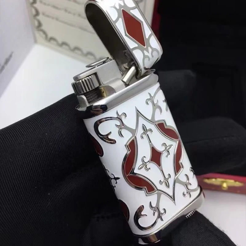 

100% new ceramic metal carving luxury lighter cigarette lighter open flame oblique fire French brand collection male gift
