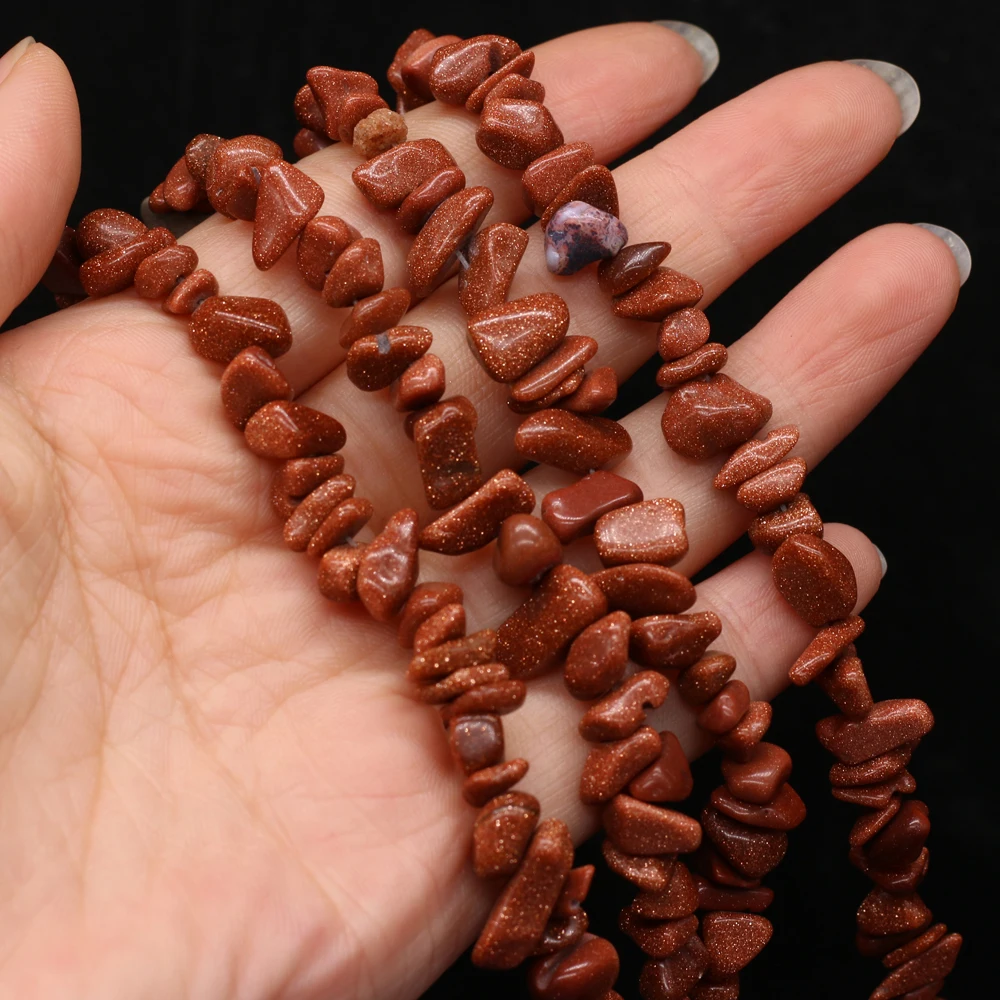 

Best Selling Natural Semi-precious Stones Gold Sand Stone Crushed Stone Bead Making DIY Necklace Bracelet Size 5-8mm Length 40cm