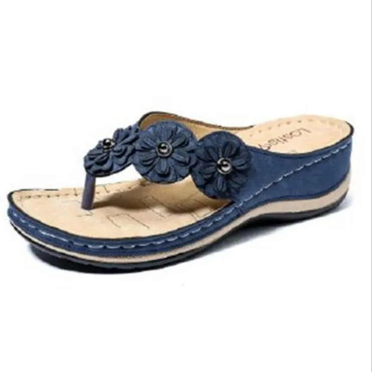 

Summer Flat Sandal for Women 5 Colors Sandales Multicolor Handmade Retro Flowers Flip-flops Women Slippers Sandalias womenshoes