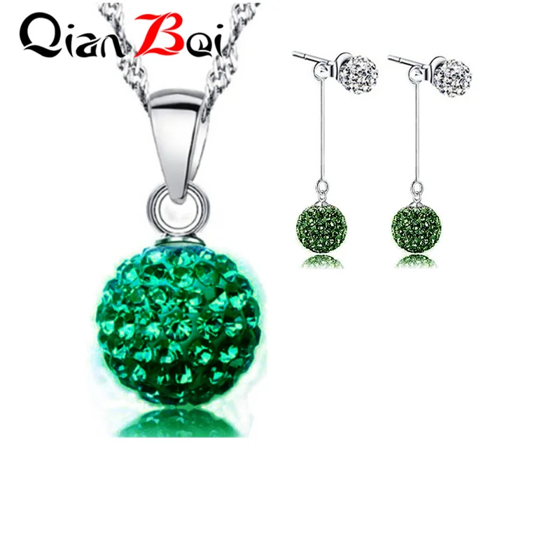 QianBei Модные Ювелирные наборы 10 мм Disco Ball Австрийское ожерелье со стразами и серьги