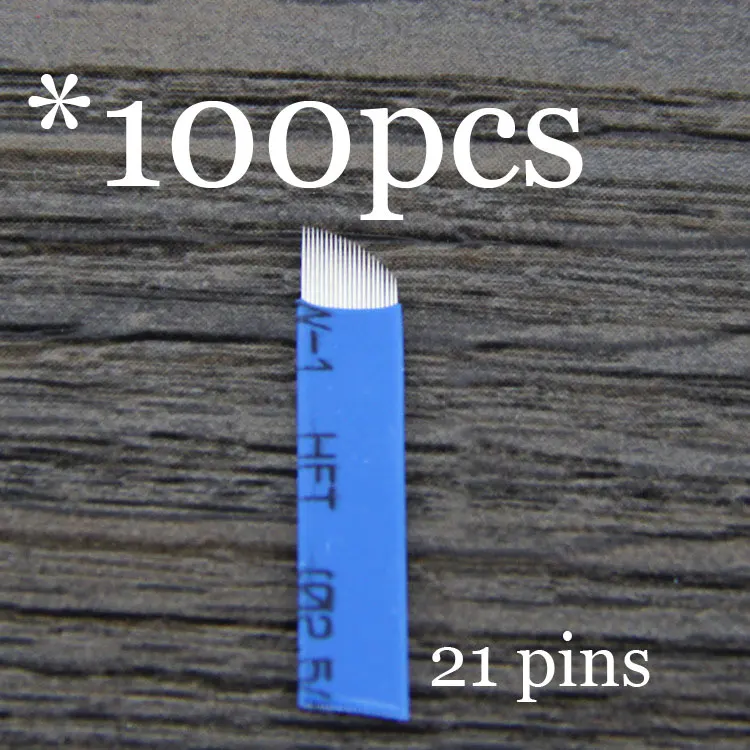 100pcs21 0,18 мм 7 9 11 12 14 U форма Перманентный макияж бровей flex иглы татуировки лезвия для 3D микроблейдинга Ламина лезвие Agulhas Tebori - Габаритные размеры: 100pcs21
