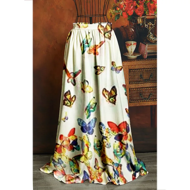 Женская длинная юбка с цветочным рисунком винтажная трапециевидная высокой