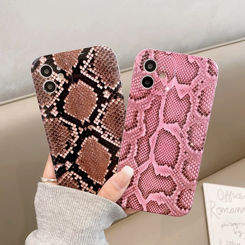 

Luxury Snake Skin PU Leather Cases For iphone 12 12mini 11Pro Max 7 8 Plus X XS XR Phone Case Crocodile Texture Back Cover Coque