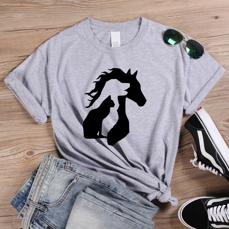 Женская футболка ONESME с принтом в виде животных для LOVER Horse собак кошек