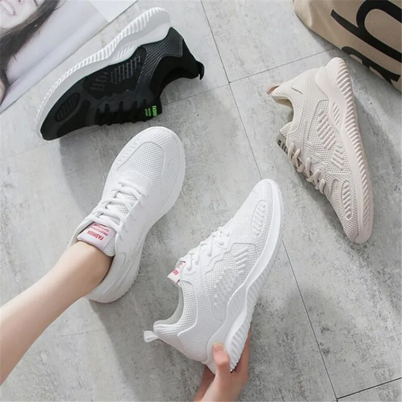 

laikihan New designer popular women's shoes autumn breathable leisure flying woven mesh female sneakers shoes platform sneakers