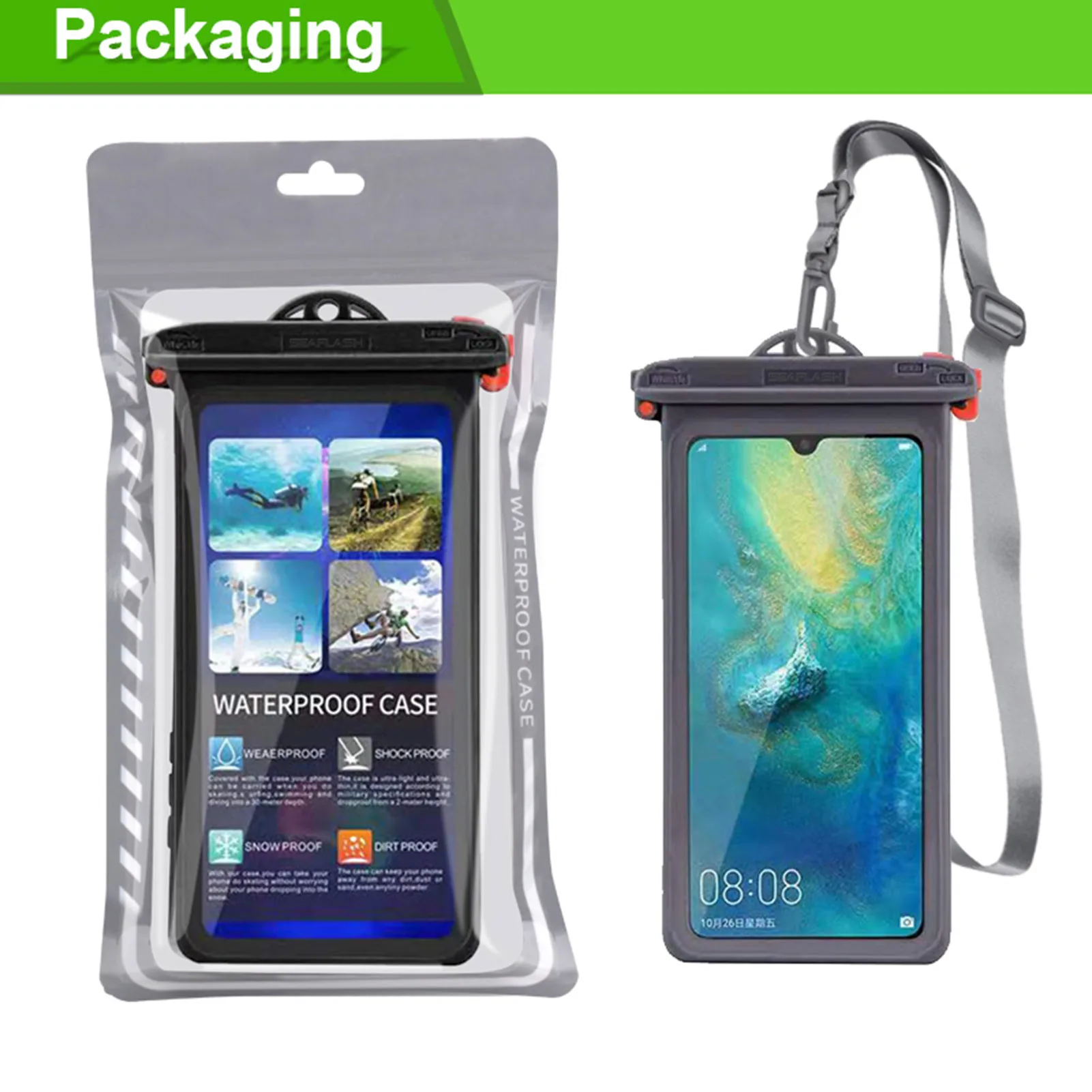 

Full View Waterproof Case for Phone Underwater Rainforest Transparent Dry Bag Swimming Pouch Mobile Phone Covers for Up to 6.9''