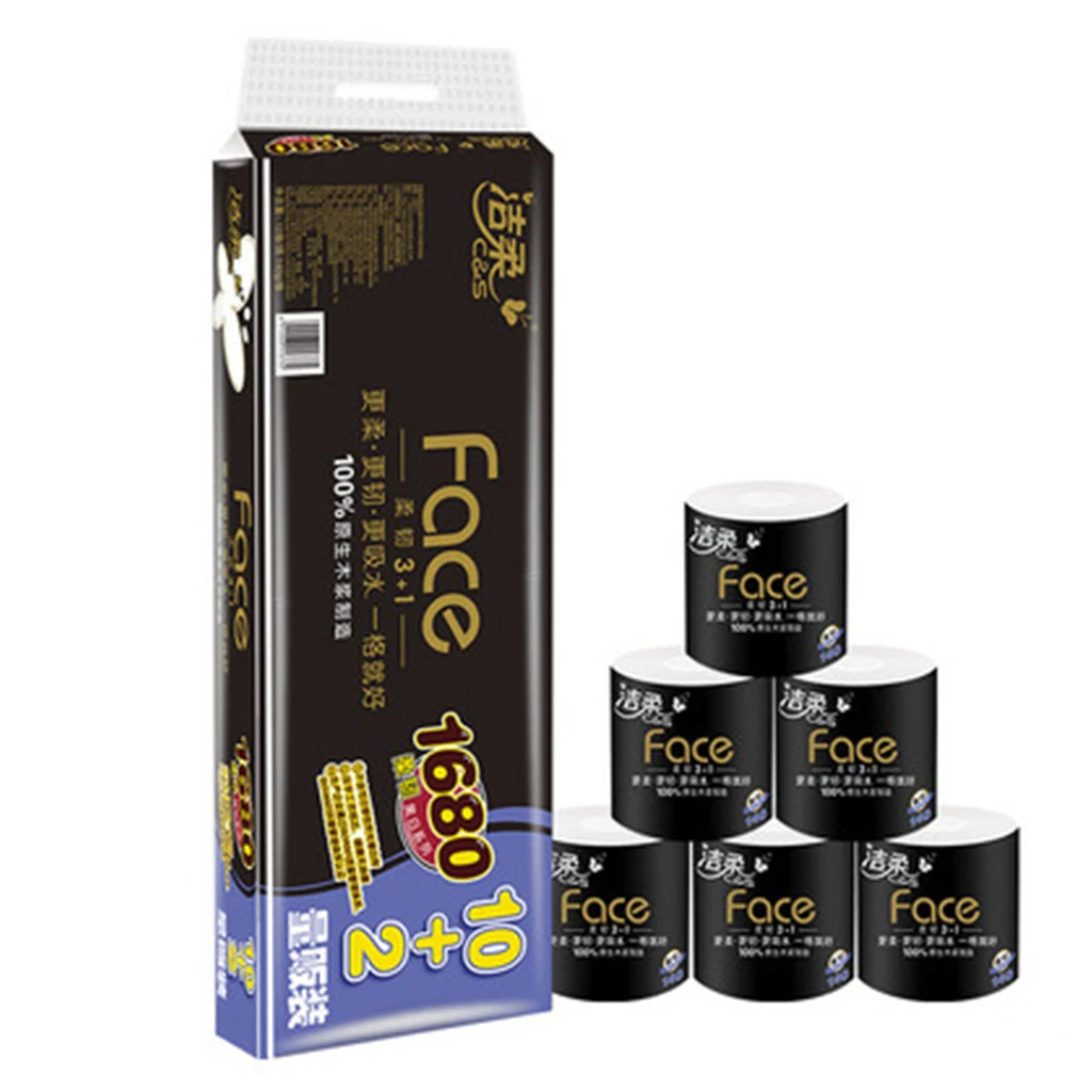 

12 Rolls Comfortable Toilet Paper Bulk Roll 4 layers Household Towel Soft Tissue Wood Pulp Bath Tissue Skin-friendly