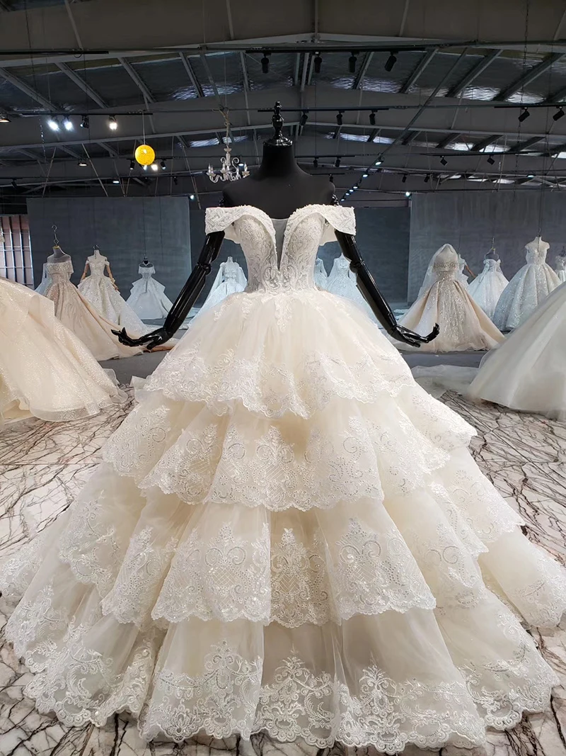 BGW Пышные свадебные платья многослойная юбка с открытыми плечами милые Свадебные