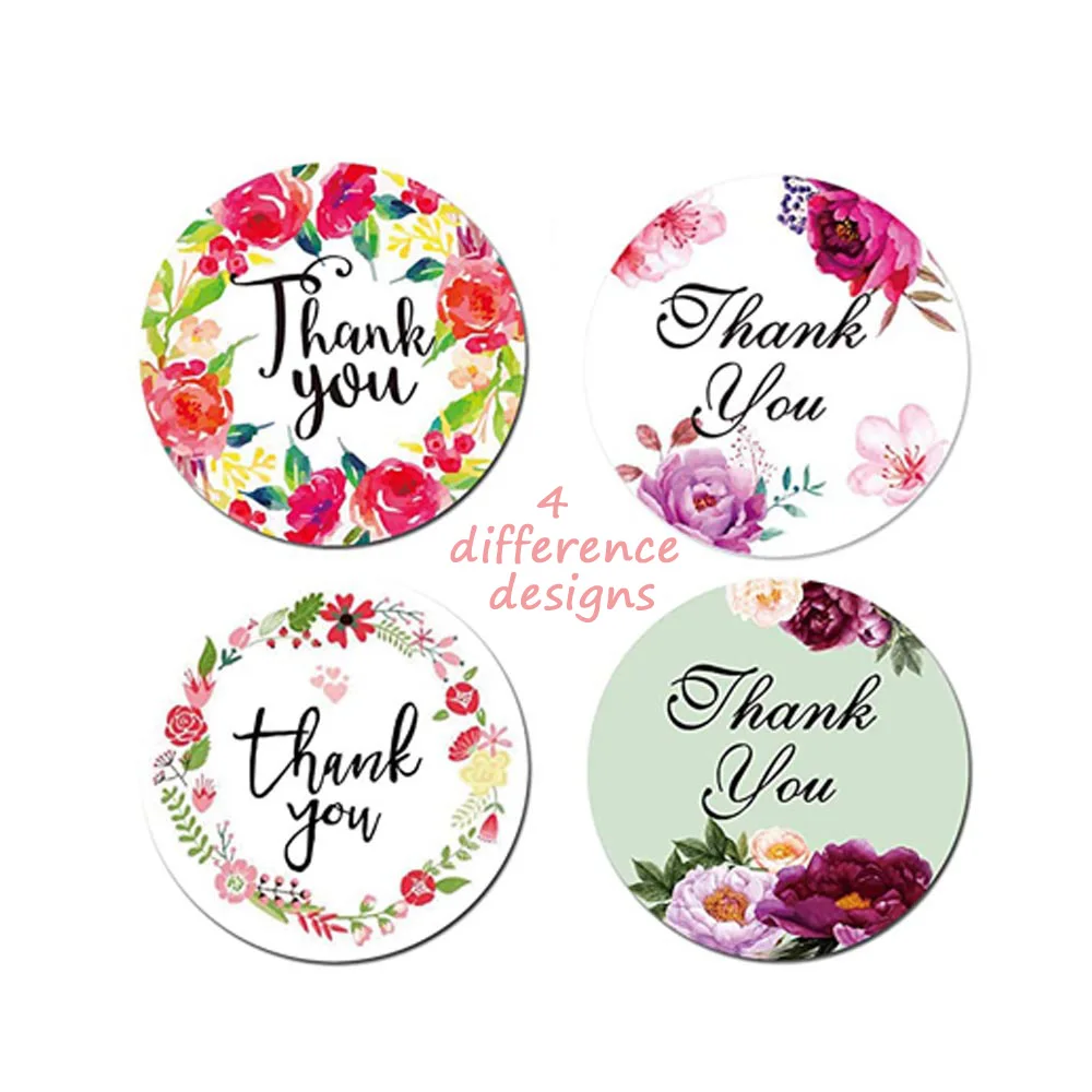 

500pcs 1inch 4 Different Design Round Floral Sticker Seal Label Fit Christmas Gifts Decoration Handmade Gifts Stickers