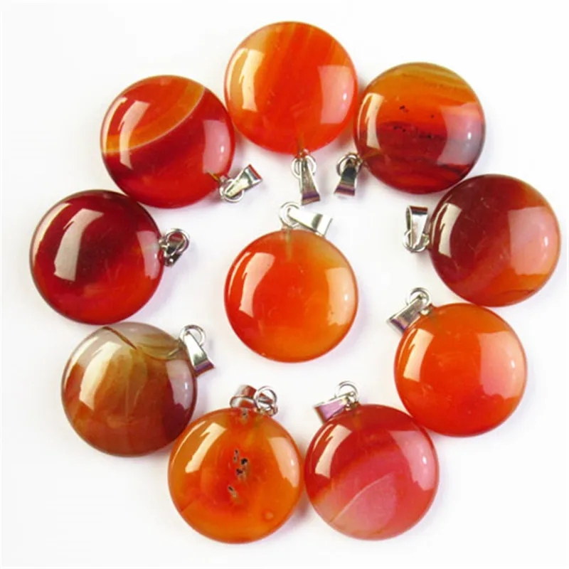 

20pcs 20x6mm Natural Red Agates Round Pendant Bead 257SK