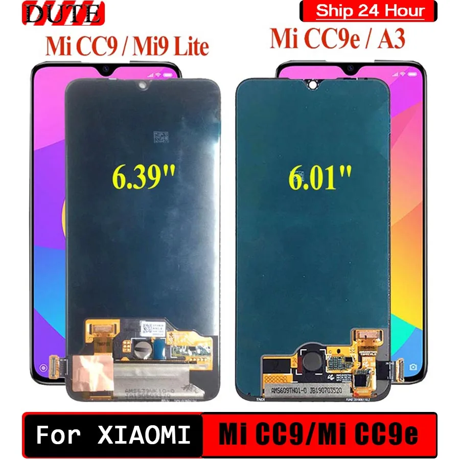 

AMOLED-экран для Xiaomi Mi CC9 E, ЖК-дисплей MI A3, дигитайзер, сенсорный экран, замена для 6,39 "Xiaomi MiCC9 LCD Mi CC9E LCD
