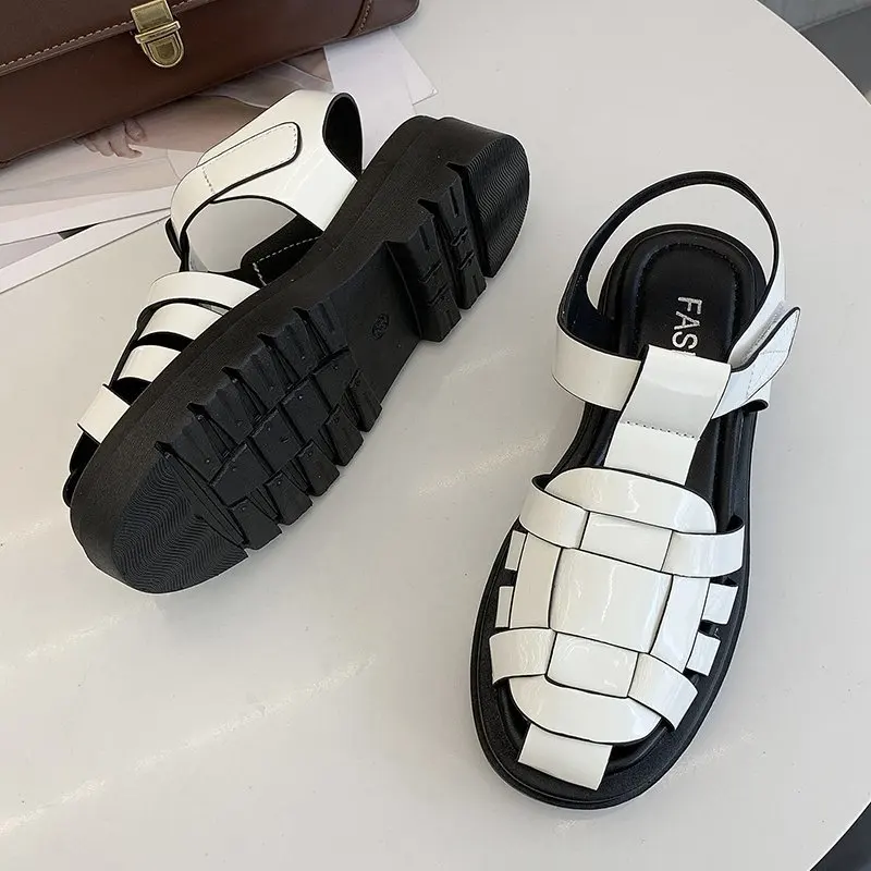 

2021 Summer Women Sandals Flat Casual Shoes Gladiator Baotou Weaving Sandals Fashion High Quality Hollow Sandals Zapatos Mujer