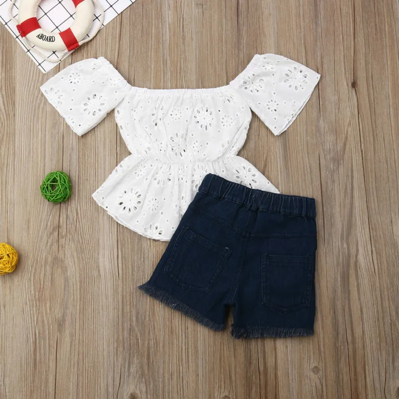 Fashion 2PCS Toddler Kids Baby Bibs Girl Summer Clothes T-shirt Tops+Short Pants Set Outfits | Мать и ребенок