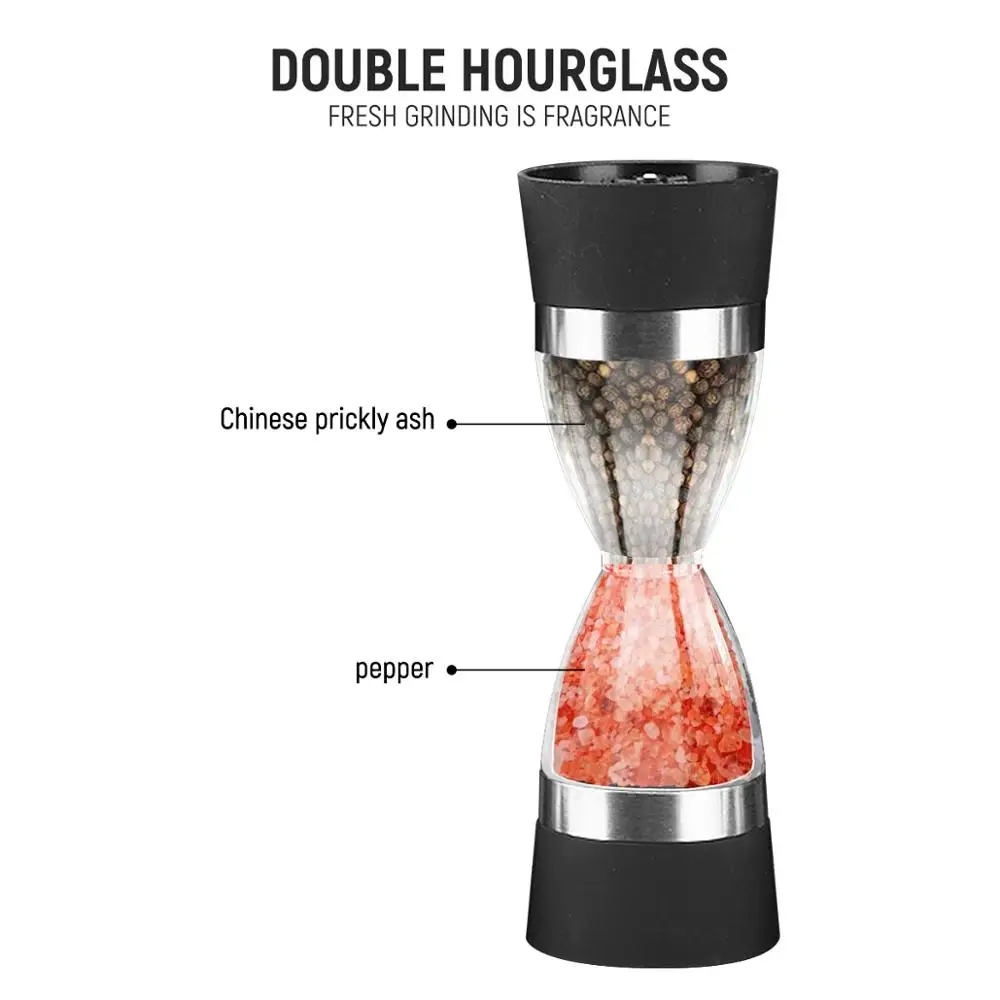 Вручную 2 в 1 виде песочных часов Форма двойной соль и перец мельница для специй