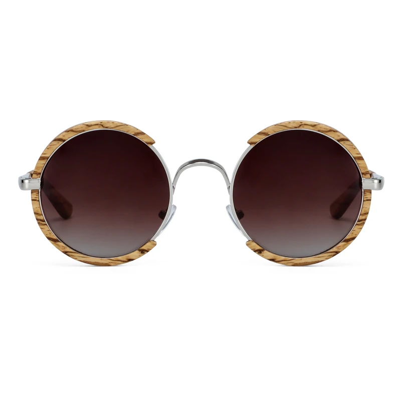 

All Seasons Men Handmade Wooden Polarized Sunglasses Gradient Gray Lenses UV400 Retro Style Round Women Sun Glasses With Case