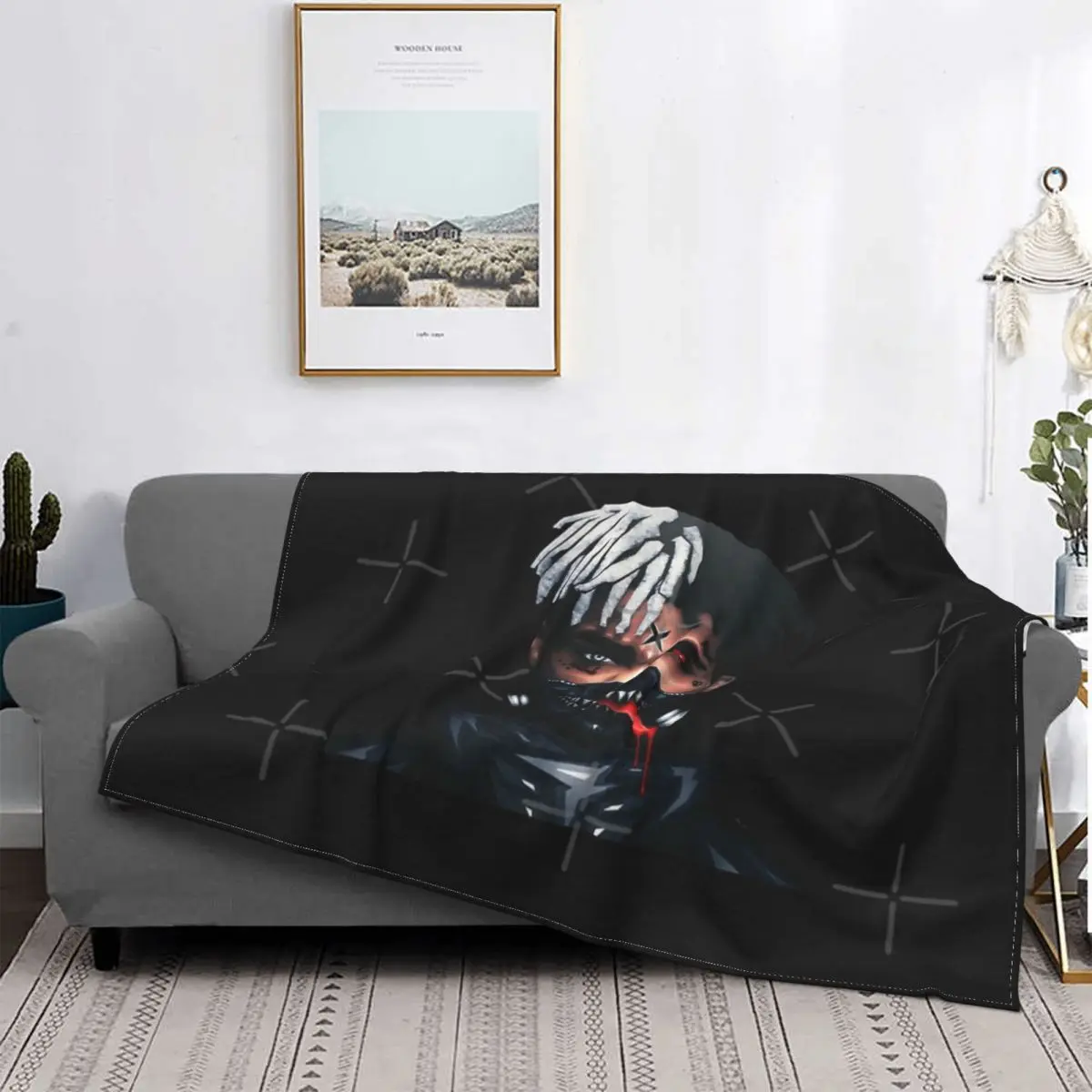 

Xxxtentacion-Manta a quadros de muselina para cama, colcha para cama