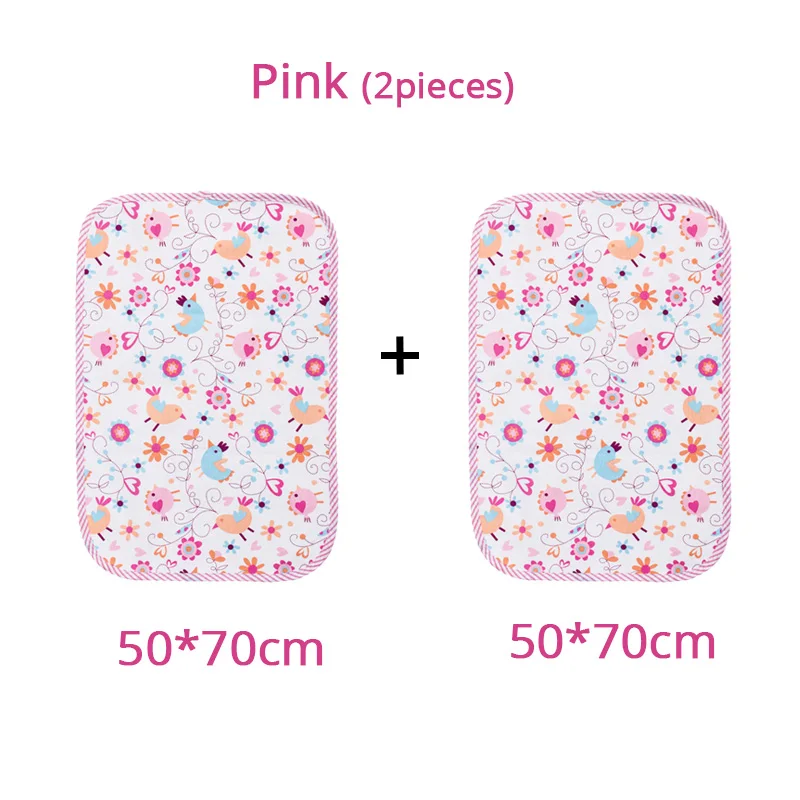 M 50x70cmPink2pieces Пеленальный Коврик для младенцев, моющийся Водонепроницаемый Матрас С мультипликационным принтом, пеленальный коврик, коврики, подушка, многоразовые пеленки - Цвет: M 50x70cmPink2pieces