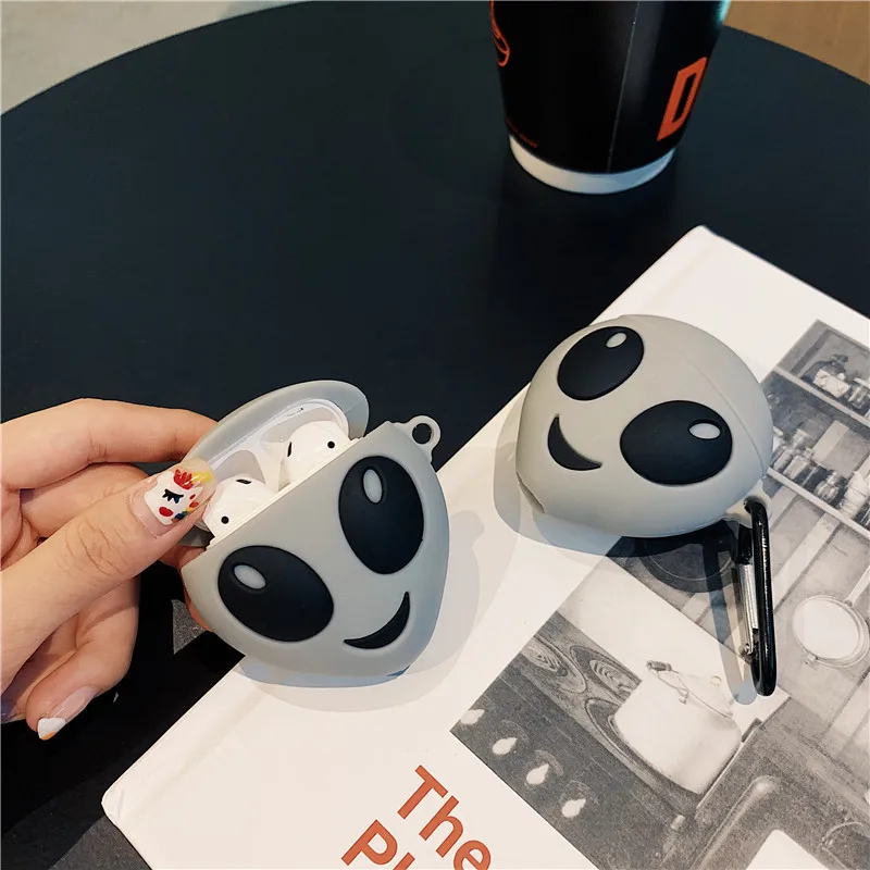 Для AirPod 2 Чехол 3D светящийся инопланетянин мультфильм мягкий силиконовый беспроводной кожухи головных телефонов для Apple Airpods чехол милый чехол Funda