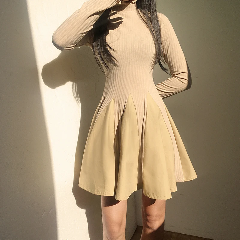 Приталенное приталенное платье с высокой талией женское трапециевидной формы