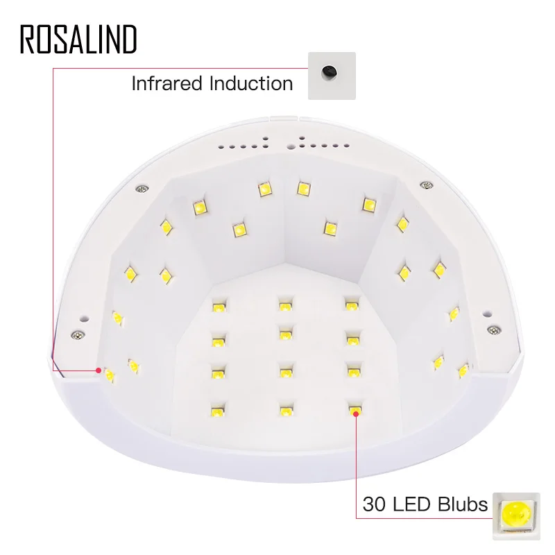 ROSALIND Gel Nail Dryer 30 Leds Lamp 60W UV Sensor 5/30/60s Timer Quick Dry Nail Gel Lamp For Drying Nails Auto Sensor Tools