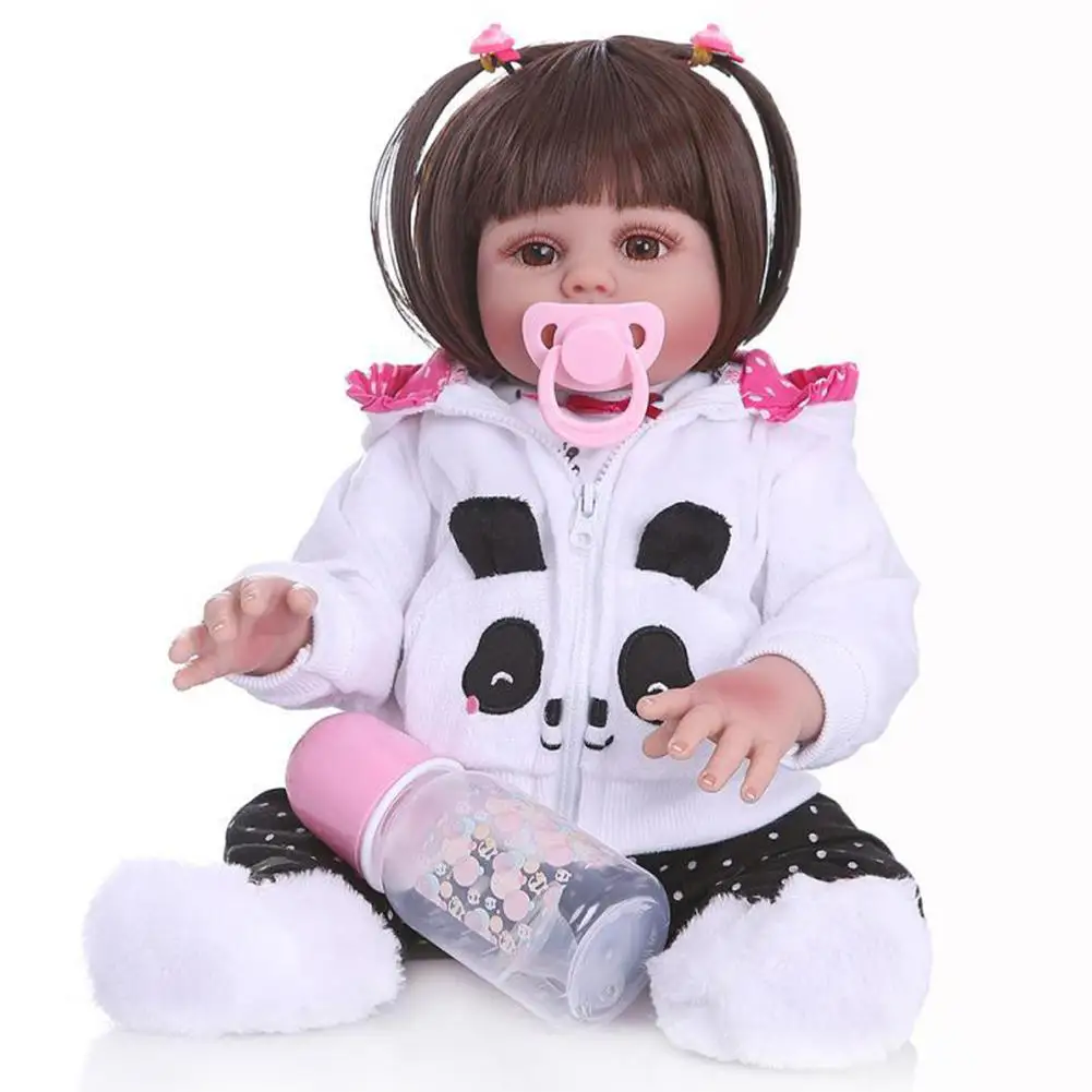 

Simulation Newborn Girl Baby Toy with Pacifier Nursing Bottle Soft Safe Silicone Vinyl Play House Toy Child Comfort Helper