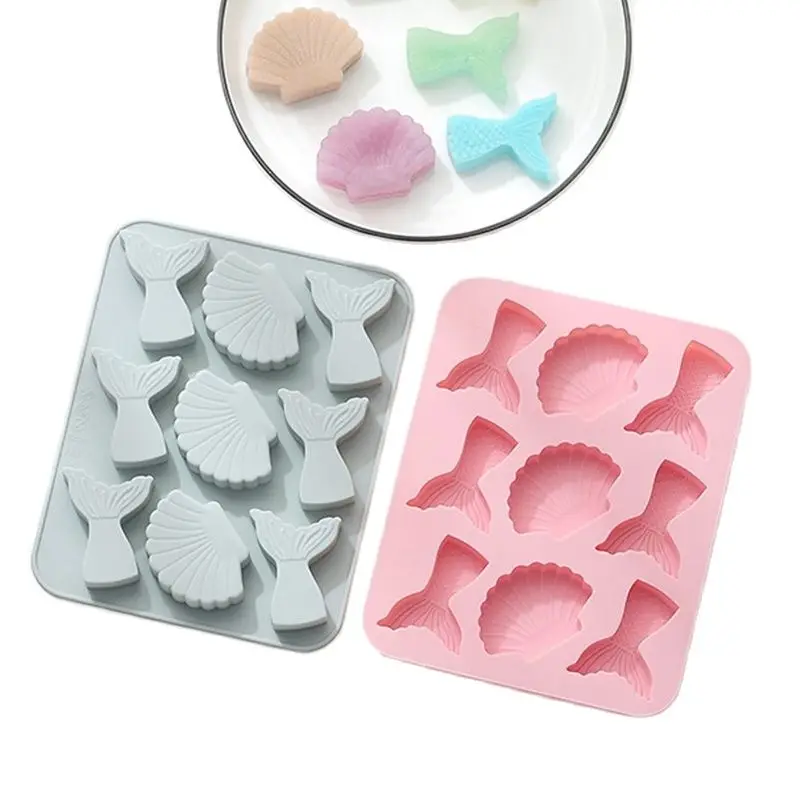 

Creative fish tail silicone mold 3D shell cake fudge pudding silicone mold handmade soap mold fondant cake decorating tools k984