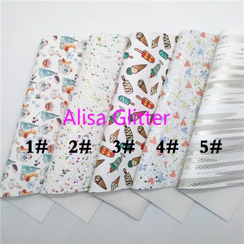 1 шт. белая блестящая ткань с принтом мороженого 21 х29 см|Синтетическая кожа| |