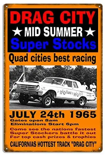 ArtFuzz California Drag City Reproduction Motor Speedway Metal Sign 12x16