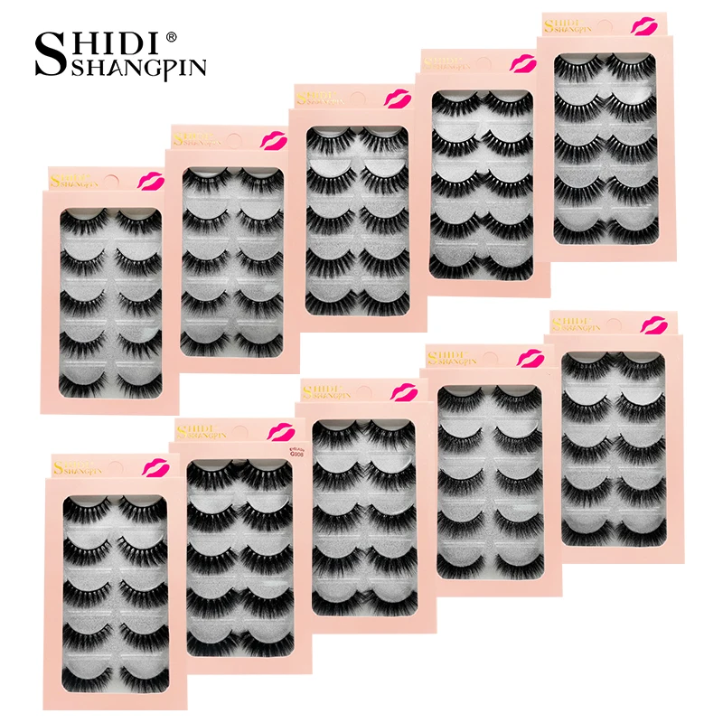 SHIDISHANGPIN makeup false eylashes extension 10 lots mink fake lashes 50 pairs mink eyelashes natrual soft 3d lashes maquiagem