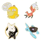 Значки-кошки, эмалевые броши, значки на лацкан для рюкзака, Женская Брошь в виде черепахи, милые эмалевые значки с лисой в стиле аниме для одежды