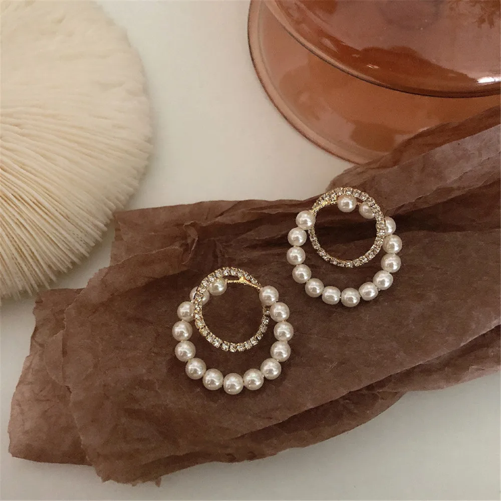 

2020 Trend New Arrival White Pearl Simple 925 Sterling Silver Round Hoop Earrings For Women Fashion Jewelry Party Wedding Gifts